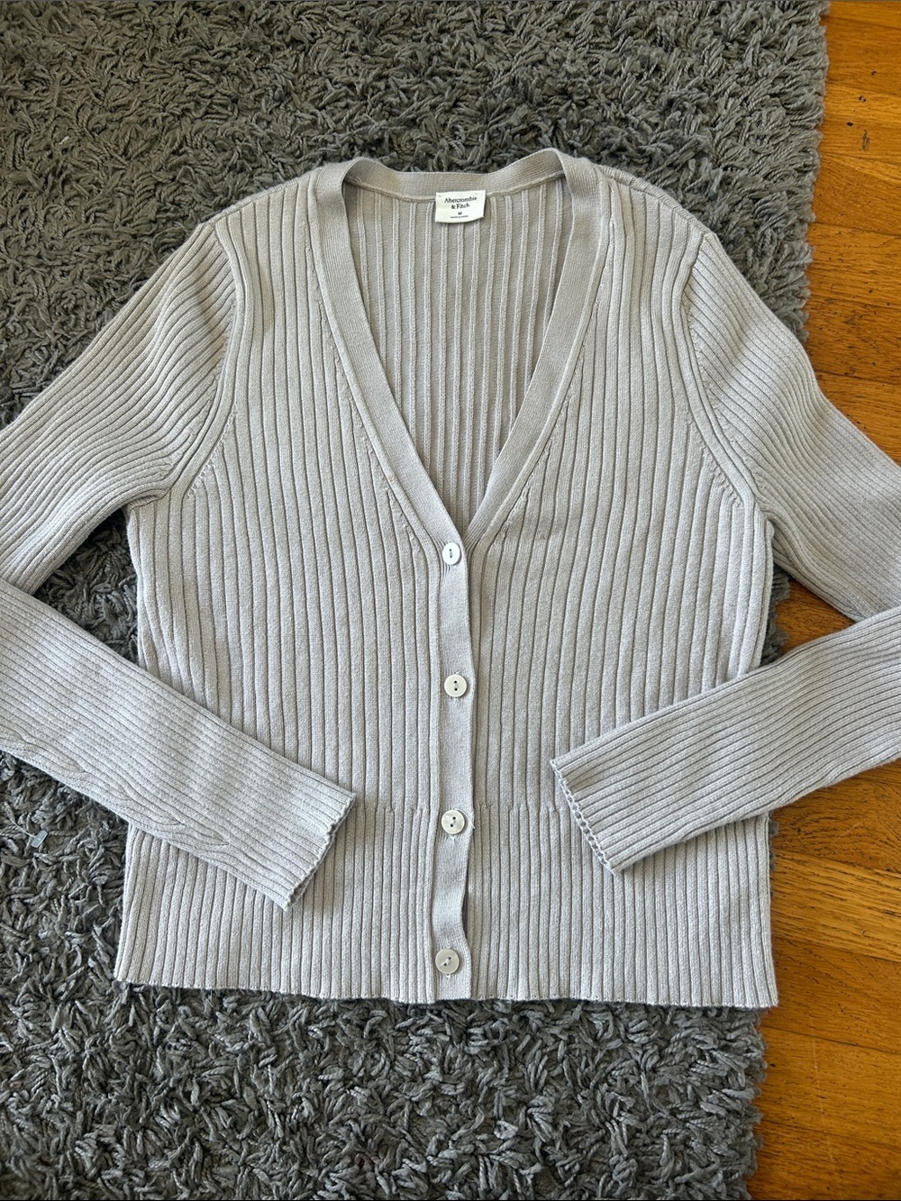 Abercrombie & Fitch Button Down Cardigan Ribbed Knit Texture Size Medium